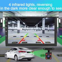 1pc Car Reversing Image Reversing Camera 2 Plug Options HD Infrared Night Vision 4 Lights LED Square Car Rearview Mirror Head - A - View 2