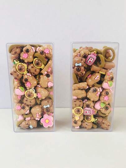 Set de 5/10/20/30 piezas de scrunchies de toalla con diseño de capibara lindo para niñas, adecuado para accesorios diarios