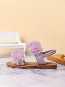 Giày thường ngày lưới hoa co giãn cho bé gái mùa hè, màu trắng - Màu tím - Xem 6