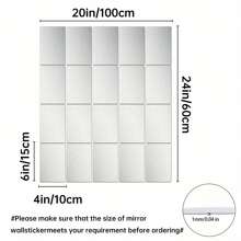 16PCS Pieces Of Acrylic Square Mirror DIY Decorative Mirror Modern Style Silver Self-Adhesive Removable Decorative Wall Stickers Suitable For Living Room, Dining Room, Bedroom, Bathroom, Party Decoration, Holiday Decoration Stickers