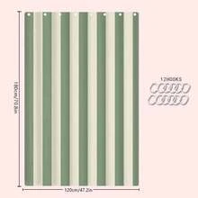1/4pcs Green & White Striped Bathroom Curtain Set, Includes Bath Mat, U-Shaped Toilet Lid Cover, Toilet Seat Cover, Waterproof Shower Curtain, Modern Style Bathroom Divider Curtain, No Drilling Required, Polyester, Machine Washable Bathroom Accessories Back To School Bathroom Decor