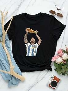 Camiseta de celebración del Mundial Femenino de Messi - Camiseta de fútbol del PSG de Leo Messi - Negro - Ver 1