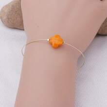 1 件女士时尚幸运花天然石不锈钢手镯，情人节、母亲节、妈妈、母亲、母亲节、礼物的日常佩戴礼物