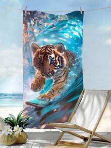 1 件大号沙滩巾，可爱卡通恐龙、海豚、老虎动物印花超大号沙滩巾，男女适用，速干吸水柔软大号沙滩巾，户外运动礼物，轻盈柔软，适合露营、沙滩、冲浪、游泳必备多功能沙滩巾、沙滩配件、泳池浮圈 - 彩色 - 查看 1