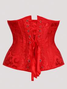 奢华复古红色提花图案女士腰带