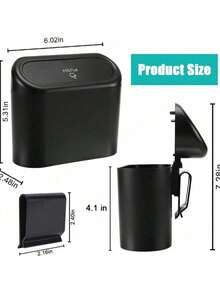 Auto-Abfalleimer mit Deckel - Universeller Mini-Mülleimer für Fahrzeuge, auslaufsicher, mit 30 Müllbeuteln, Organizer und Stauraum für Vorder- und Rücksitz, Zubehör für Auto, Büro, Schlafzimmer, Zuhause (Schwarz) - Schwarz - Übersicht 3