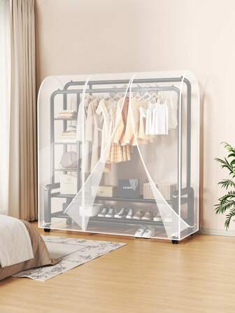 1pc High-Quality Large Capacity Coat Rack Dust Cover, Multi-Functional Transparent Waterproof Hanger Cover, Washable Hanging Clothing Bag With Double/Single Zipper, Used For Wardrobe Storage - Preventing Dust And Moisture From Coats, Suits, Dresses, Bedrooms, Organizers, Home Storage, Women's Black Pants,