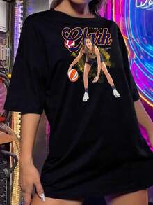 Camiseta de baloncesto femenino Caitlin Clark - Logotipo vintage 0110 - Negro - Ver 2