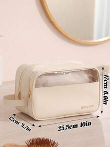1Pc PU Transparent Toiletry Bag, Minimalism Waterproof Wash Bag With Zipper, Skin Friendly Solid Color Makeup Storage Bag, Portable Stylish Travel Toiletry Bag, Multi-Functional Cosmetic Bag, Large Capacity Clear Bag, Simple Cute Zipper Storage Bag Handheld, Beach Bag, Beach Tote Inner Bag, Gift For Summer, Anniversary, Valentine's Day, Vacation, Business Trip, Daily Use, Holiday, Back To School New Style In 2025.