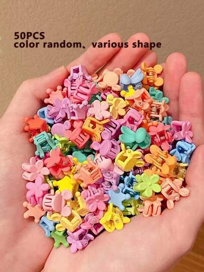 50 piezas de pinzas para el cabello de mini dibujos animados surtidos para niñas, accesorio de moda de mini pinzas para el cabello con diseños de dibujos animados lindos