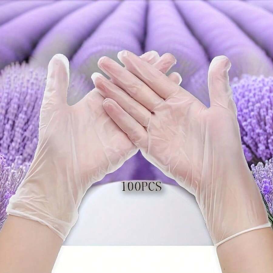 100pcs Clear PET Disposable Gloves - Waterproof, Latex & Powder-Free, Soft Gloves For Kitchen, Bathroom, Pet Care, Household, Beauty, Hairdressing & Hospitality Use, Pet Washing Gloves, Kitchen Handwear, Smooth Texture Glove, Leadfree Material