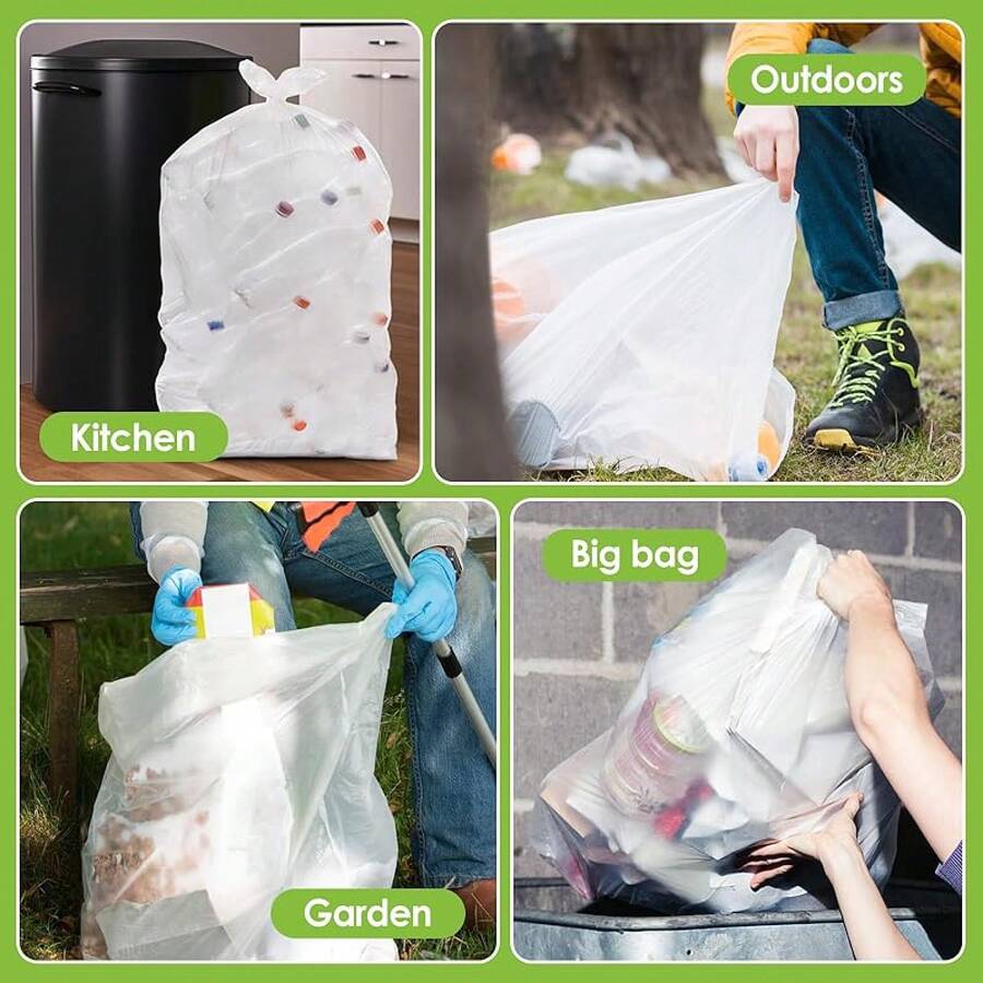 Teivio 4 Gallon 200 Counts Strong Trash Bags Garbage Bags, Bathroom Trash Can Bin Liners, Small Plastic Bags For Home Office Kitchen Kitchen (Clear) - 20 25Gal-Clear-120pcs - 查看 1