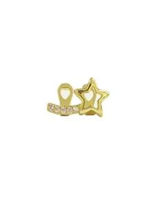 1pc Fashionable Women's Tooth Jewelry, Hollow Five-Pointed Star And Bar Zirconia Double Tooth Accessories, For Carnival, Party, Daily Wear, Festival Gifts, Funny Stage Props, Adjustable Opening