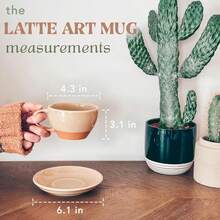 Mora Ceramic Latte Art Mug With Saucer - 10.5 Oz, Round Bottom Pours - Cafe Cups Cappuccino, Espresso, Coffee, Tea Etc - Porcelain Set Baristas, Great - Chai Latte