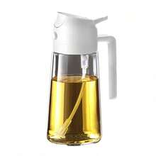 1 件 16 盎司/470 毫升玻璃橄榄油喷雾器，用于烹饪 - 二合一橄榄油分配器，适用于厨房小工具、空气炸锅、沙拉和烧烤 - 黑色