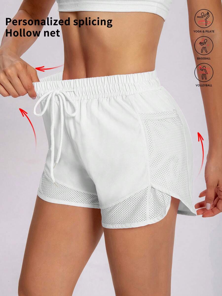 1pc Women's 2-In-1 Yoga Shorts With Quick-Drying Fabric And Mesh Pockets - For Casual Fitness, Gym Workouts - Suitable For Summer - For Women - Perfect For Active Lifestyle