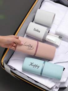 Personalized Portable Travel Toothbrush Cup Toothbrush Holder Toothpaste Mouth Rinse Cup Set, Customized Travel Toiletry Set Home Toothbrush Toothpaste Tooth Cup 3-In-1 Travel Essentials Oral Care Cup Back To School