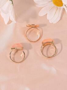Conjunto de 3 anéis de retrato feminino com pedras preciosas incrustadas em estilo boêmio, design empilhável, adequado para mulheres que se deslocam diariamente, casual, para festas, um presente perfeito para ela, para todas as estações