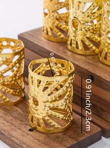8pcs Bohemian Style Golden Metal Hair Ties, Geometric Hollow Mesh Hair Clips, Elastic Hair Accessories For Girl, Non-Textile Braided Design, Suitable For Daily And Casual Wear