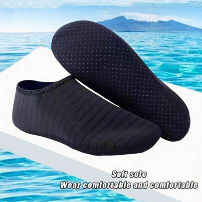 1 Pair New Design Snorkeling & Beach Socks For Men And Women, Soft Bottom, Quick Drying, Non-Slip, Anti-Cut, Suitable For Pool, Beach, Yoga, Swimming, Surfing, Multi-Function Indoor/Outdoor Fitness Shoes, Breathable Material, Beach Essentials, Beach Accessories, Pool Float