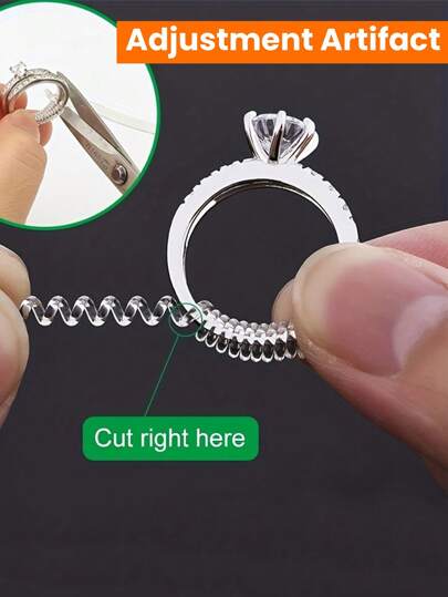 3/5/10 Inch Ring Adjustment Tool With Transparent Sleeve For Size Adjustment,Ring Can Be Reduced In Size, PU Transparent Spring Rope