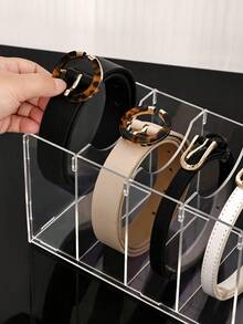 1pc Multi-Size Transparent Belt/Chain/Necktie/Headband Organizer Box, Detachable Assembly, Suitable For Daily Wardrobe Storage, Dresser Drawer, Jewelry And Accessory Organization, Multi-Functional Storage Box - Multicolor - View 10