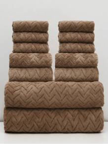 12pcs/Set (6pcs Washcloths + 4pcs Towels + 2pcs Bath Towels) Printed Coral Fleece Home Use Kit, Lightweight, Quick-Drying, Anti-Pilling, Soft To The Touch