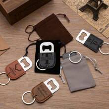 1pc Personalized Leather Bottle Opener, Groomsman Gift, Creative Groomsmen Gift, Wedding Gift, Engraved Bottle Opener Keychain, Custom Bottle Opener Keychain, Logo Bottle Opener, Bottle Opener Keychain, Gifts For Boyfriend, Gifts For Him, Birthday Gift