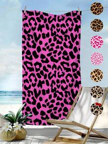 1 件豹纹大号沙滩巾，超细纤维速干吸水防沙沙滩巾，适合旅行、泳池、潜水、冲浪、瑜伽、露营，适合摩托车俱乐部聚会，夏季海滩旅行必备，度假浴室装饰多功能沙滩巾，多种颜色可选，沙滩配件，泳池浮圈 - 黑色 - 查看 1