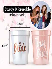 11Pcs Bachelorette Party Cups - Bride Cup & Bridesmaid Cups Bachelorette Party Decorations - Reusable Bachelorette Cups For The Bride Tribe - Bachelorette Party Favors For Bridesmaid Gifts, 16 Oz - Multicolor - View 10