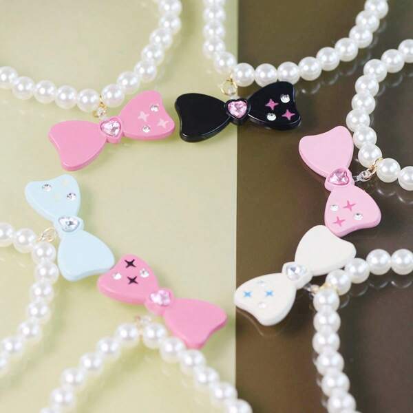 Diamond Bow Stars Moon Elastic Pearl Cat And Dog Pet Necklaces Suitable For Small And Medium-Sized Animals Beautiful Decorative Accessories For Kittens And Puppies