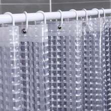 Mesh Pattern Translucent Water Resistant 12-Ply Thick Anti-Mold Bathroom Curtain, Partition Curtain, Shower Curtain, Opaque 3D Effect, Bathtub, AC, Oil & Water Splash Resistant