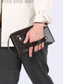 New Style Men's Anti-Theft Multi-Pocket Clutch Bag With Coded Lock, Long Wallet, PU Leather, Multi-Function Toiletry Bag