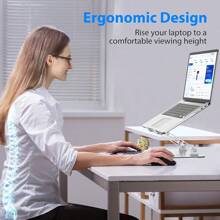 Laptop Stand For Desk,  Adjustable Laptop Riser,  Metal Foldable Computer Stand Holder Portable Notebook Mount,  Ventilated Cooling Notebook Stand Compatible With 10-15. 6" Laptops