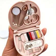 1 Portable Sewing Set With Mini Scissors, Various Buttons And Threads - Perfect For Travel And Emergency Situations, Travel Sewing Set - Pink - View 9