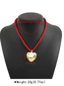 1 pieza Collar informal de estilo vacacional con cuentas de cuerda, corazón de dopamina y girasol, apto para hombres y mujeres - Multicolor - Ver 9