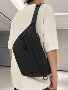 Casual Sports Bag, Large Capacity Chest Bag, Waist Bag, Black Shoulder Bag, Campus Style Bag, Summer Dad Vibe New College Student Bag, Sling Bag, Waist Bag, Fanny Pack, Multi-Pocket Casual Dad Bag, Gift, Holiday Essential, Chest Bag, Side Bag, Shoulder Bag, Gift, Holiday Must-Have, School Supplies, Backpack, Spring Study Supplies, Suitable For All, Couple Belt Bag For Men Hiking Accessories Pouch Phone Bag