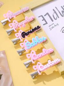 Personalisierte individuelle Haarspange aus Acryl mit Namen, Geschenk für Schulabschluss, Lehrertag, personalisierter handgefertiger Spezial-Liebes-Haarschmuck