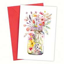 1PC Watercolor Flowers Greeting Cards, Flowers Floral Botanical, Lank Cards, Olded Stationery, For Every Occasion, Bestie Gift For Easter, With Envelope
