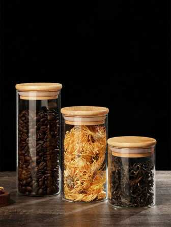1 pieza Minicafetera de vidrio hermética para el hogar para almacenar café, hojas de té, alimentos, frasco de vidrio portátil
