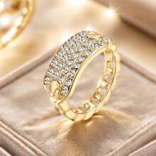 4 Row Sparkling Zirconia Elegant Promise Ring, Pave-Set Engagement/Wedding Band, Suitable For Evening Party Decoration, Gift For Loved Ones