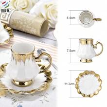 6件套咖啡杯碟套装，金边咖啡杯碟套装，陶瓷浓缩咖啡杯碟套装，小号卡布奇诺杯碟套装，瓷质双份浓缩咖啡杯套装，金边陶瓷土耳其咖啡杯，6件套茶杯套装，法压咖啡杯，摩卡咖啡杯，拿铁咖啡杯，白色