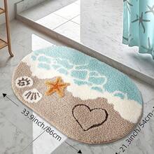 Alfombra de baño de estilo veraniego, suave y absorbente con respaldo antideslizante, lavable a máquina, ideal para baño, cocina y entrada, con diseño de estrellas de mar y conchas, 22"X34" - Playa de las estrellas de mar - Ver 4