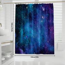 1pc/4pcs Starry Night Sky Print Bathroom Decor Set, Includes Waterproof Shower Curtain With 12 Hooks, Anti-Slip Rug, U-Shaped Mat, Round Toilet Seat Cover, Multi-Functional Bathroom Ensemble Bathroom Accessories Back To School