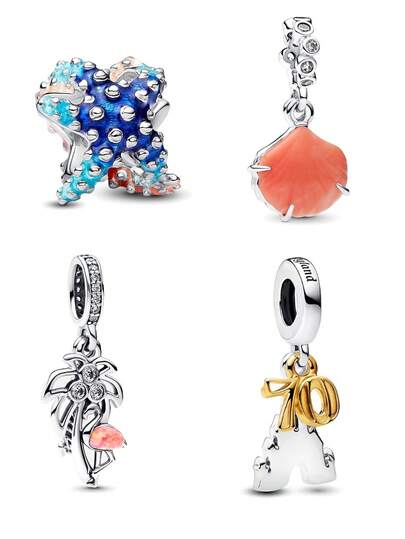 1 件时尚迷人珍珠海星贝壳椰子棕榈火烈鸟珠饰，日常佩戴 DIY 礼物