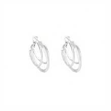 A Pair Of French High-End And Unique Double-Layer Loop Earrings, With A Niche Design And Stylish Atmosphere. The Simple Plain Loop Earrings Are A Must-Have Item For Fashionable Women, Perfect For Daily Wear, Commuting, And Gatherings - An Ideal Gift - 銀色 - 查看 2