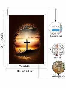 5D 全钻马赛克艺术 - 钻石画手工艺术套件、十字架画 DIY 手工礼品家居装饰