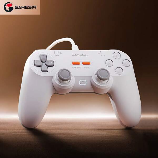 GAMESIR Controle de jogo com fio T3 Lite Textura extraordinária Conexão com fio Resposta instantânea Conexão estável e contínua Controle de baixa latência de nível de e-sports Troca inteligente de vários modos Conexão perfeita entre plataformas Branco