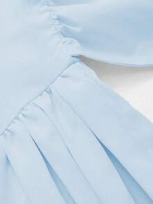 Glamful Floreya 2025 春夏优雅收腰吊带伞裙，纯色浪漫收腰连衣裙，后背蝴蝶结设计，独特法式吊带连衣裙 - 藍色 - 查看 9