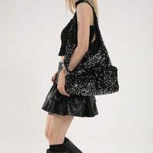 Tote Bag For Women Blingbling Sequin Shoulder Bag Hobo Bag Luxury Designer Handbag Slouchy Underarm Bag For Work Travel Shopping